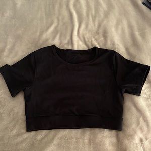 NVGTN black cropped tshirt with open back